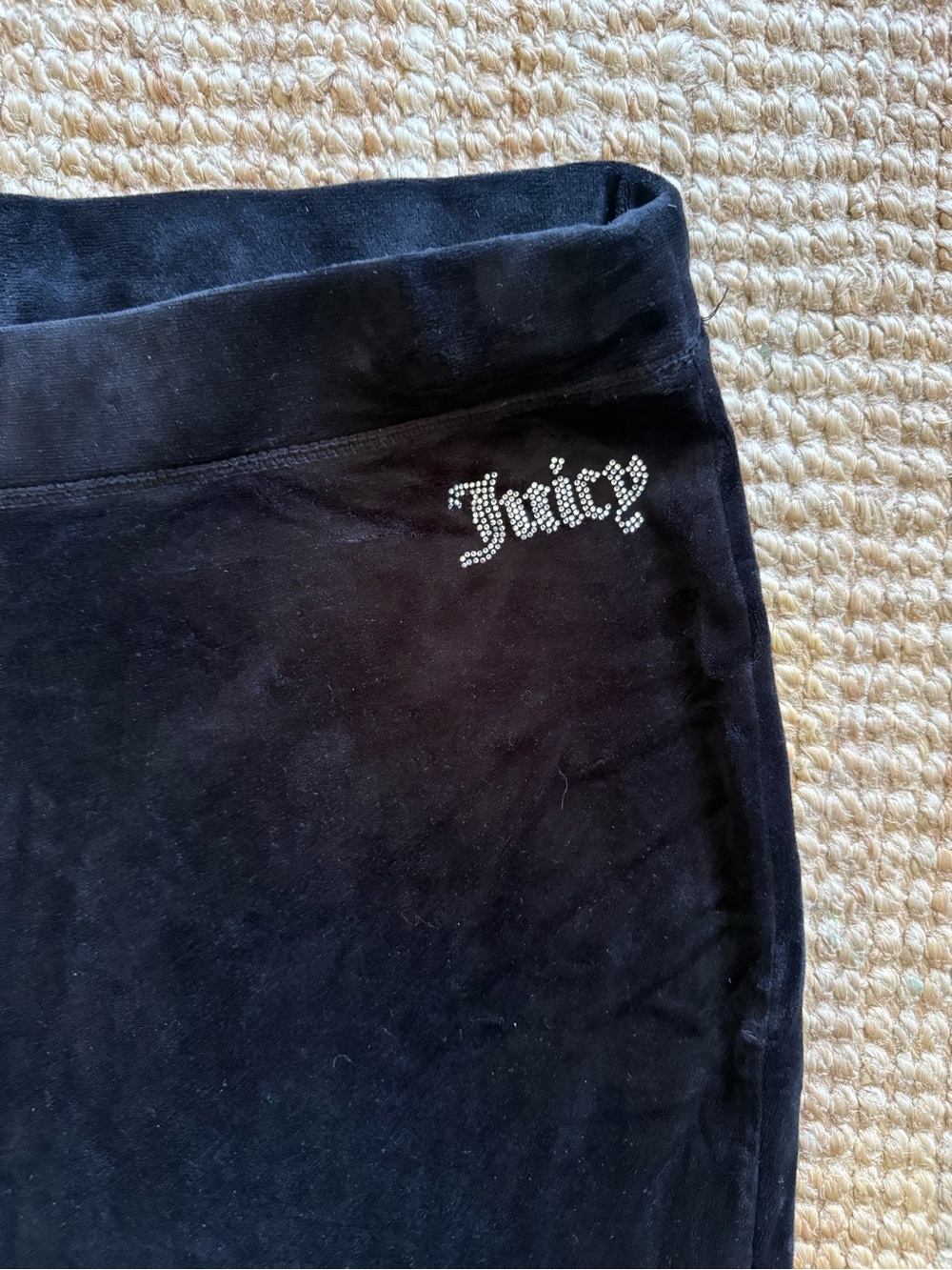 Juicy Couture Black Velour Rhinestone Logo Pants XXL Y2K